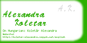 alexandra koletar business card