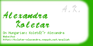 alexandra koletar business card